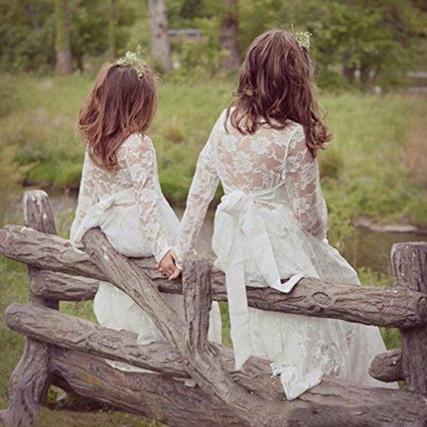 

boho свадебные платья девушки цветка лук ленты орденской полный шнурок bohemian сад дети причастие день рождения пром платья, White;blue