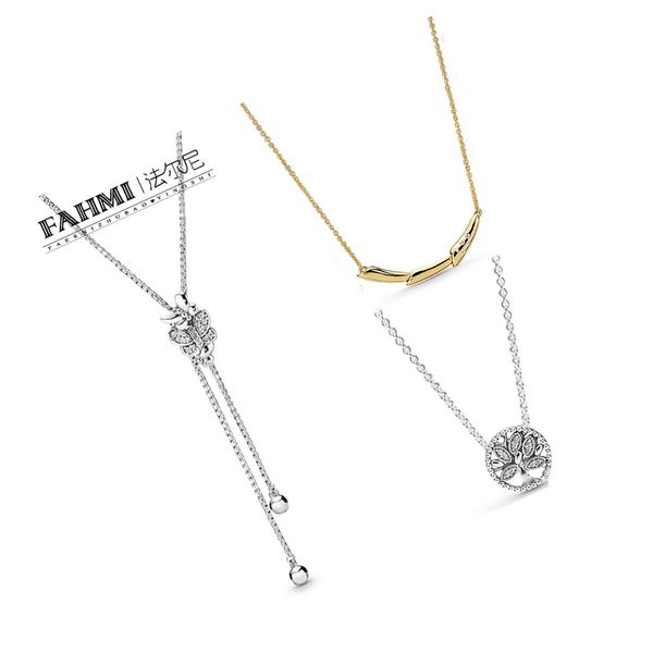 

fahmi 100% sterling silver glamour 397911cz 397780cz 367958cz charm necklace original women wedding fashion jewelry 2019
