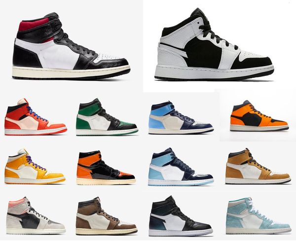 

1s high light smoke grey mens basketball shoes shattered backboard jumpman 1 obsidian unc white to chicago women travis scotts sneakers 132, Black