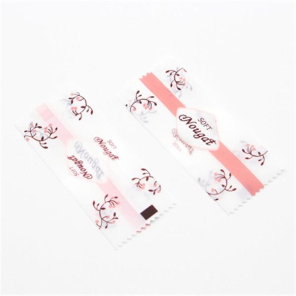 

100pcs/lot candy packaging bag bud pink horizontal line handmade nougat wrapping paper birthday party favor plastic gift bag