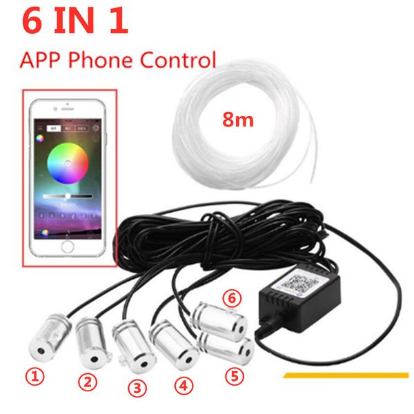 

8m rgb fiber optic atmosphere lamps car interior ambient light decorative dashboard door remote control or app control
