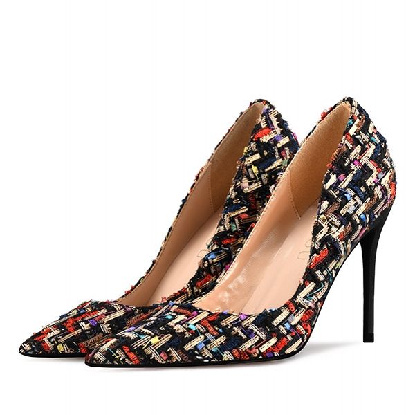 

2020 women pumps thin super high heel flock pointed toe ladies shoes fashion pointed toe shoes big size 34-46 h0005, Black