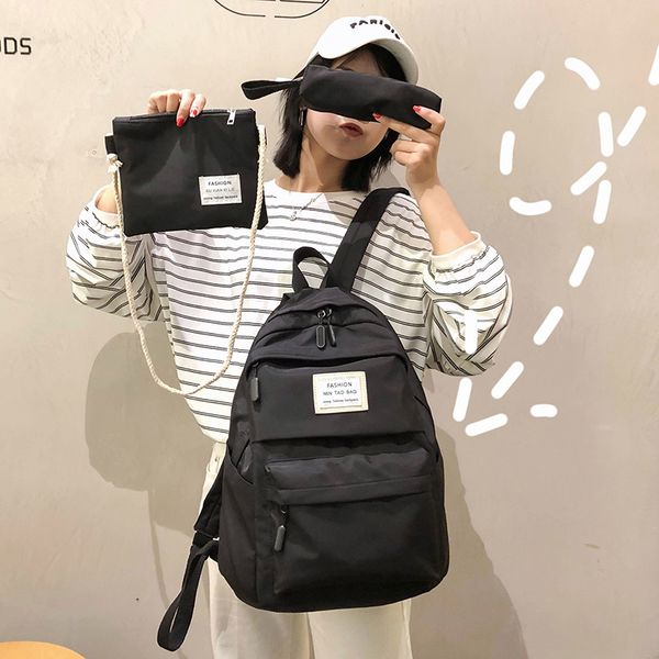 

3 set backpack casual women shoulder bags candy colour women backpack multi-pocket school bag for teenage girls mochilas female