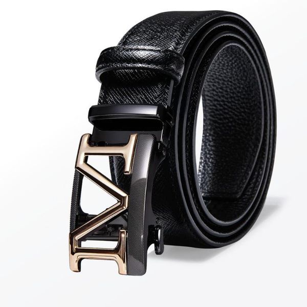 

gold m letter famous belt men genuine luxury leather belt for men black strap male metal automatic buckle barry.wang, Black;brown