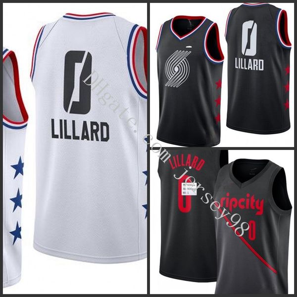 

portland trail blazers men 0 damian lillard all star city version nba men basketball jersey, Black