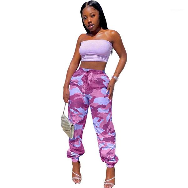 

camouflage pattern pencil pants casual natural color elastic waist capris pants womens clothing women pants fashion, Black;white