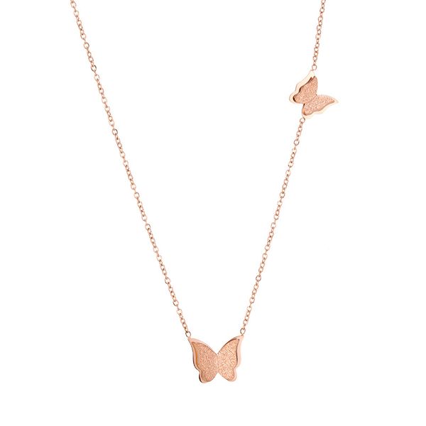 

cute rose gold color stainless steel female pendant necklace flying butterfly pendant necklace jewelry sister gift, Silver