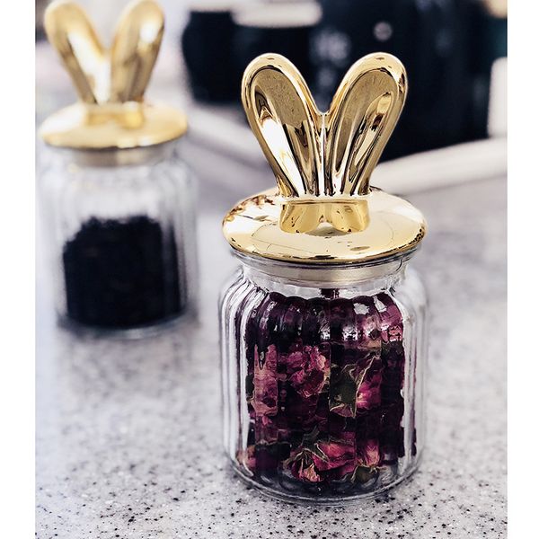 

storage bottles & jars glass sealed tank makeup cotton swab multi-function kitchen