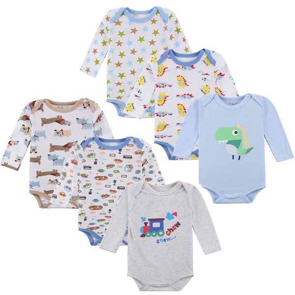 

3/5pieces baby clothes spring newborn baby boy girl bodysuit long sleeve jumpsuit clothes cotton outfit for 0-12, Blue