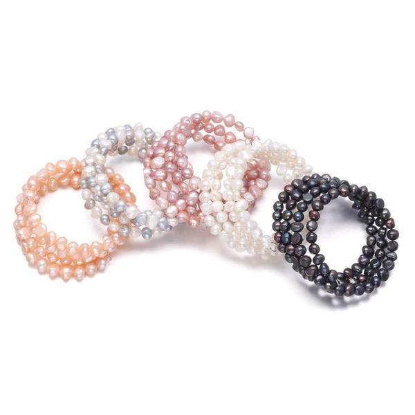 

link, chain 6-7mm natural freshwater pearl bangles bracelets charms jewelry gifts for women real bracelet fine wedding, Black