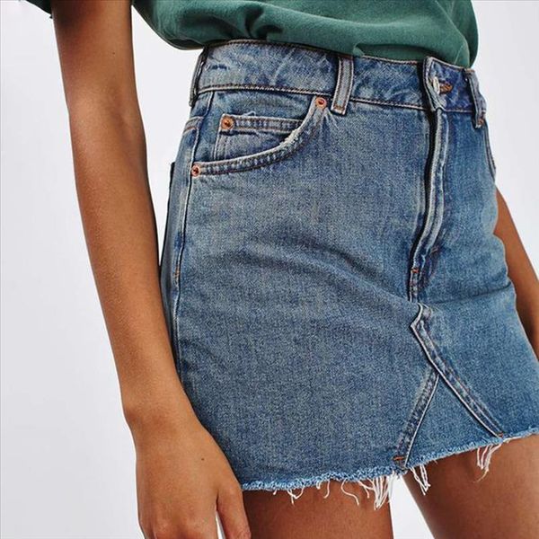 

women black blue solid casual high waist pencil denim skirts summer high street pockets button all matched jeans skirt
