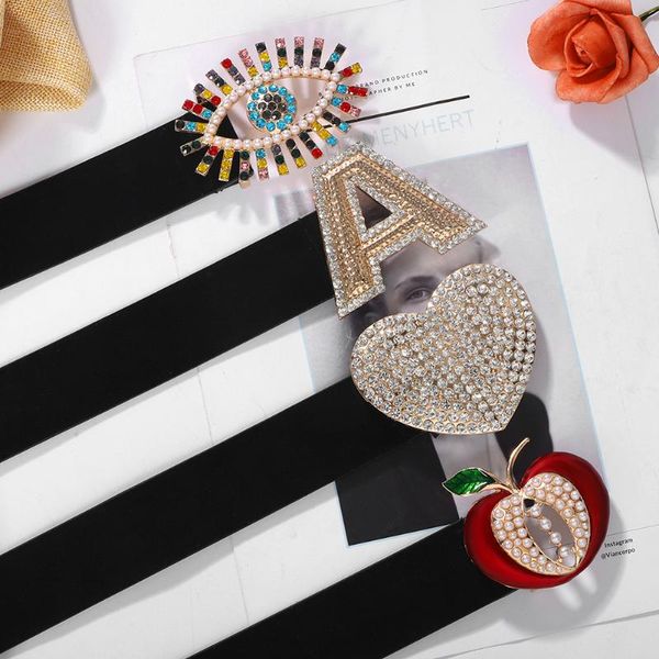 

girlgo vintage fashion colorful eyes belt for women pu leather fashion crystal heart waist belly accessories jewelry wholesale, Black;brown