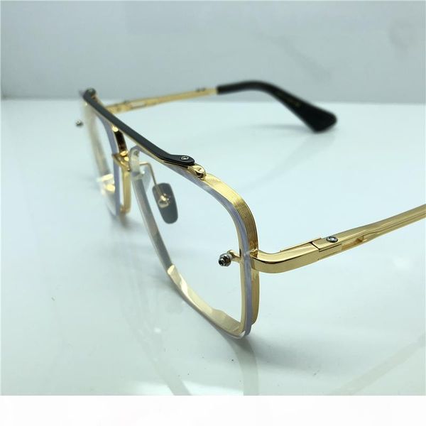 

wholesale- new mens brand designer clear lens sunglasses dts121 retro square frame shiny gold fashion eyewear come with case, White;black