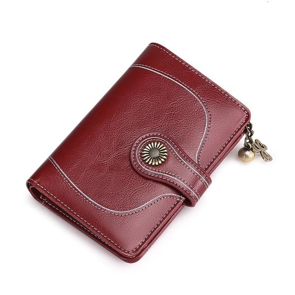 

fashion style women clutch small wallet leather wallet female short wallet women coin purse flower hardware, Red;black