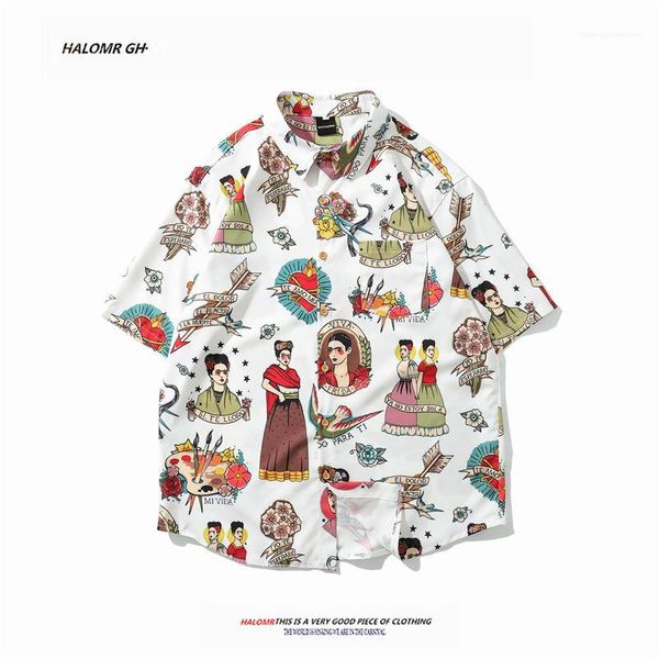 

breasted vintage print short sleeved t shirts male clothing summer mens designer casual shirts single, White;black