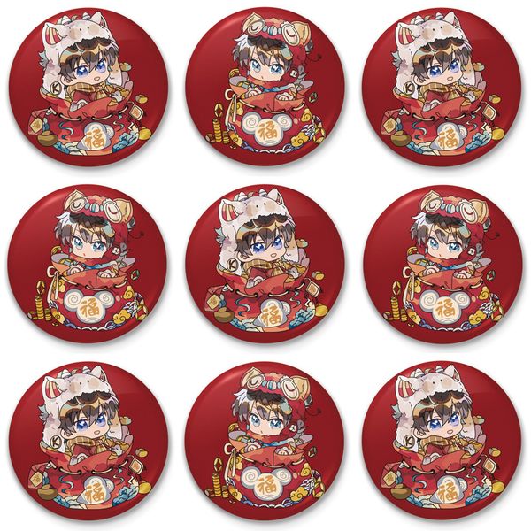 

round ladies detective conan women brooch charms fashion pendant badges enamel pins couples cartoon trendy party metal broszka, Silver