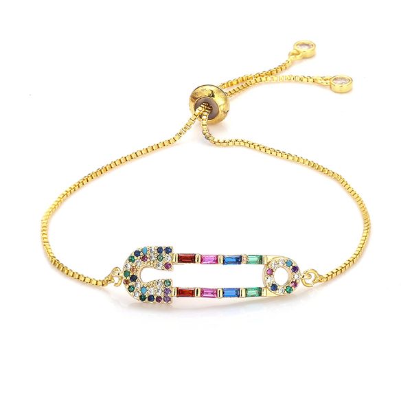 

exquisite cz paper clip bracelets colorful creative zircon women bracelet adjustable chain jewelry gift for friends dropshipping, Black