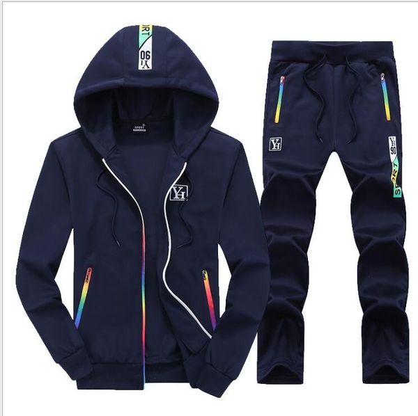 

2020 men sets hooded tracksuit track sweat suits three stripes male sweatsuit mens sporting suits mens clothing s-3xl, Gray