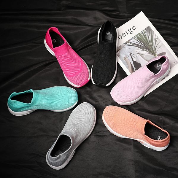 

women sock sneakers ladies height increasing casual lightweight breathable slip-on walking shoes large size 36-46
