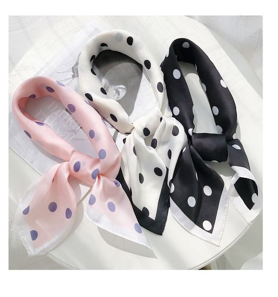 

70*70cm small square scarves silk all-match big polka dot windproof women scarves fashion silk scarf scarfs for women, Blue;gray