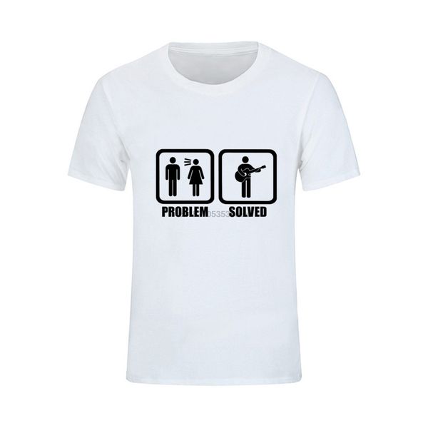 

new fashion funny t shirts men hiphop streettwear t shirt 100% cotton printed problem solved guitar short sleeve s