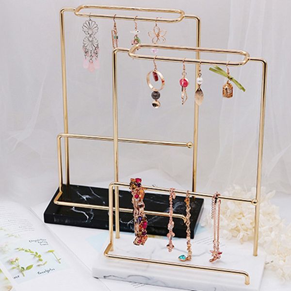 

marbling resin retro nordic jewelry organizer rack display earrings stand vintage earring holder, accessory storage box and disp, Pink;blue