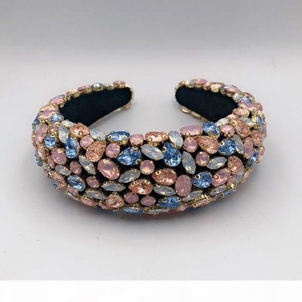 

baroque style full imitation gem headband glitter crystal rhinestone hair hoop wide band women girls headwear, Golden;silver