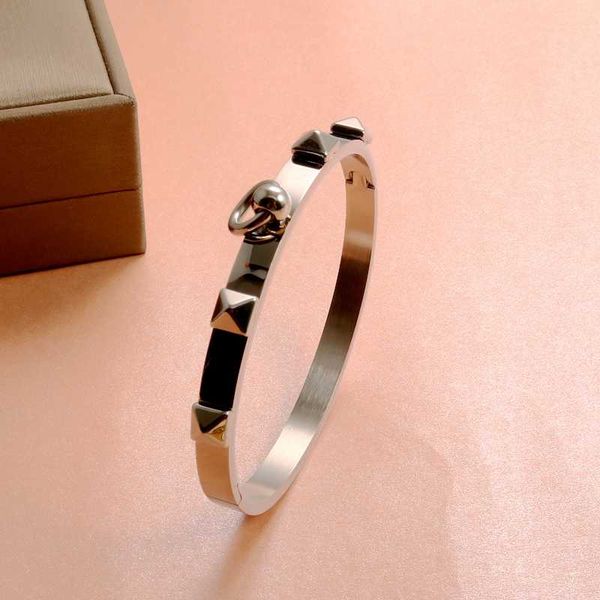 

stainless steel rivet cuff charm bangle bracelet for men women wedding party jewelry gift, Black