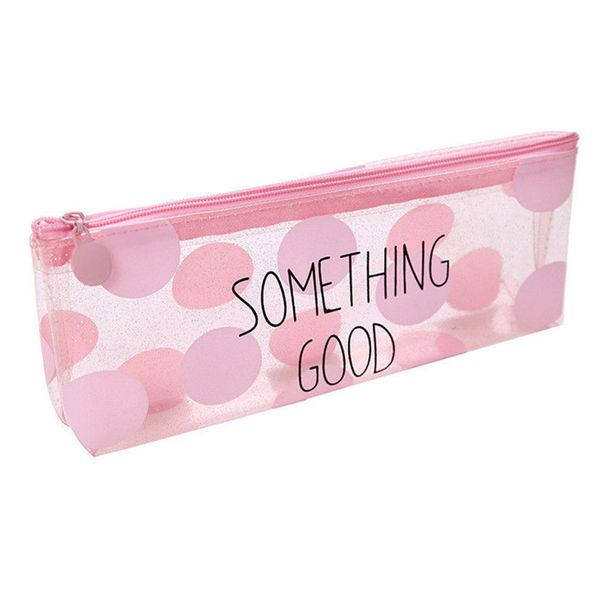 

office storage transparent zipper cute cartoon pencil case stationery simple