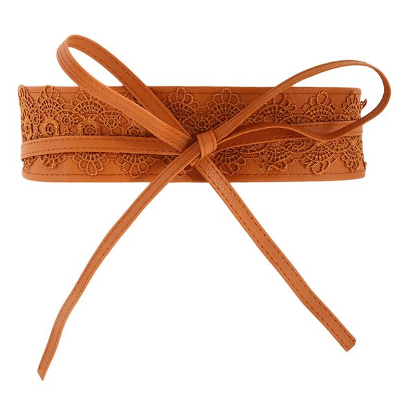 

korean exquisite lace bow belt femme fashion design belt black wide corset waist lace waistband femme, Black;brown