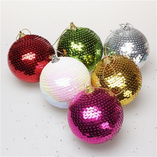 

party decoration christmas sequin glitter baubles balls xmas tree ornament 8cm decorations for home navidad 2021 #3o04