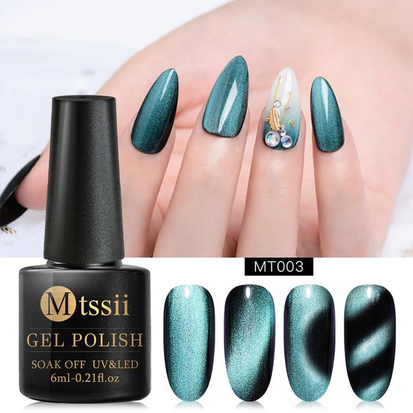 

mtssii 5d cat eye nail gel 6ml magnetic soak off uv gel lacquers starry sky jade effect varnish black base needed manicure tools, Red;pink