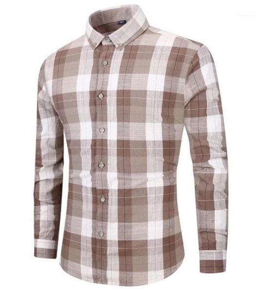 

sleeve mens designer shirts casual males clothing plaid print mens casual shirts fashion lapel neck long, White;black