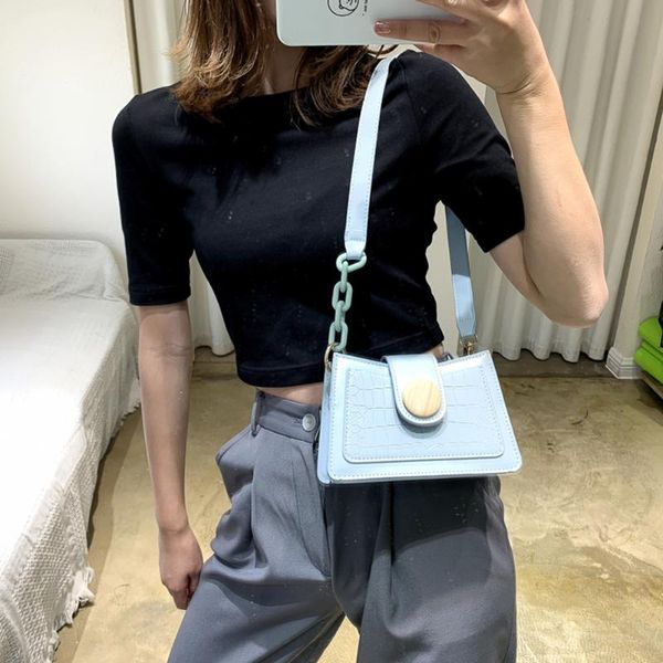 

fashion splicing color crossbody bag women crescent pu leather shoulder handbag popular simple female daily bag