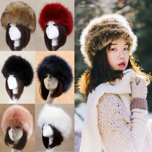 

winter fluffy thick faux fur hat warm ear warmer snow ski hats cap, Blue;gray