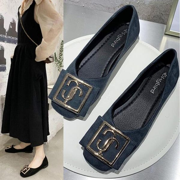 

fashion women shoes summer autumn flat shoes women loafer ballerina flats metal decoration square toe casual flat, Black