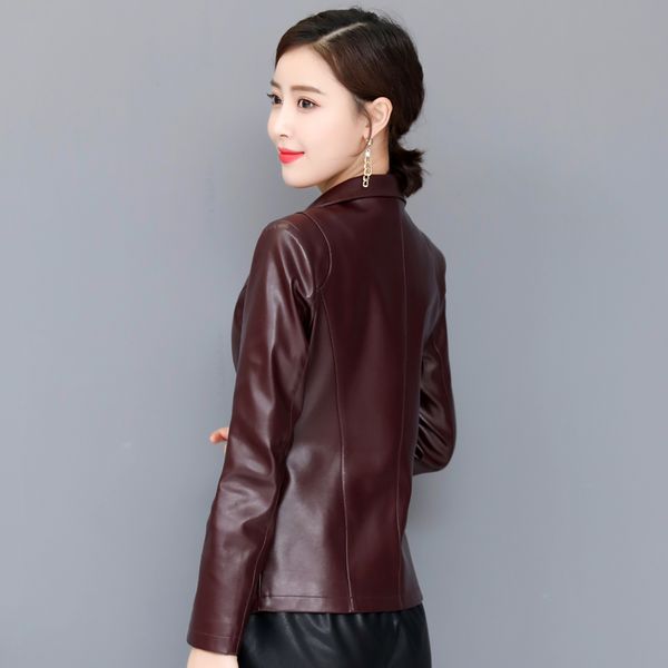 

autumn winter women 2020 faux jackets slim short pu blazers lady biker outerwear black leather coat plus size