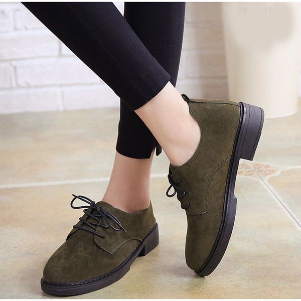 

autumn retro low heel shoes woman lace up suede female platfrom comfortable elegant ladies fashion classic footwear, Black