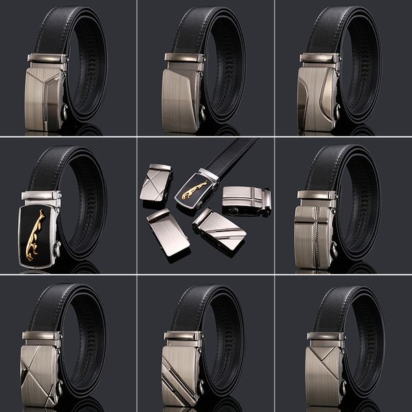 

automatic buckle belts for men girdle belts for jeans mens business style belt leather strap male belt, Black;brown