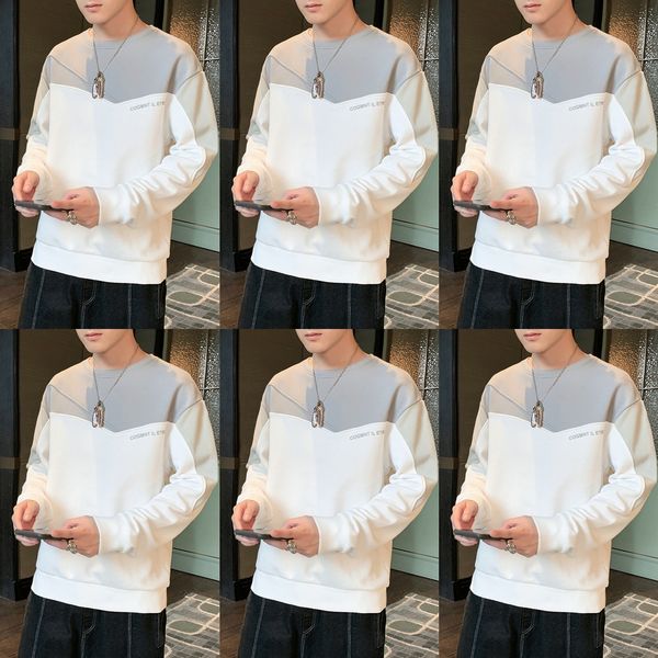

men's sweater autumn round neck sweater clothingclothing loose stitching 2020 new fashion all-match clothes spring and autumn clothing, Black