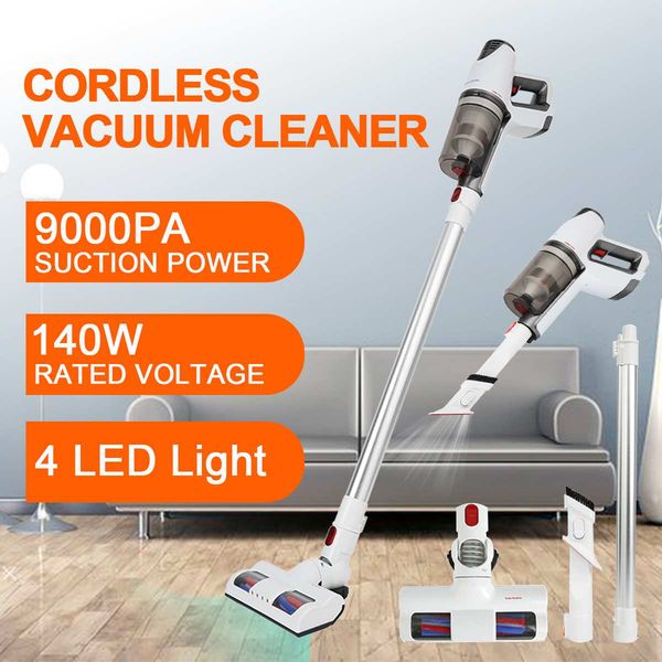 2 EM 1 9000PA 140W sem fios aspirador lavável aspirador portátil vara Bagless Cleaner Tapete colector de poeira