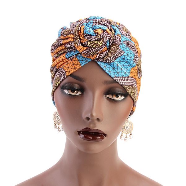 

women fashion women knotted muslim colors afica india wrap sell bandanas 15 black printing turban style headband hat hats head cqkcx, Blue;gray