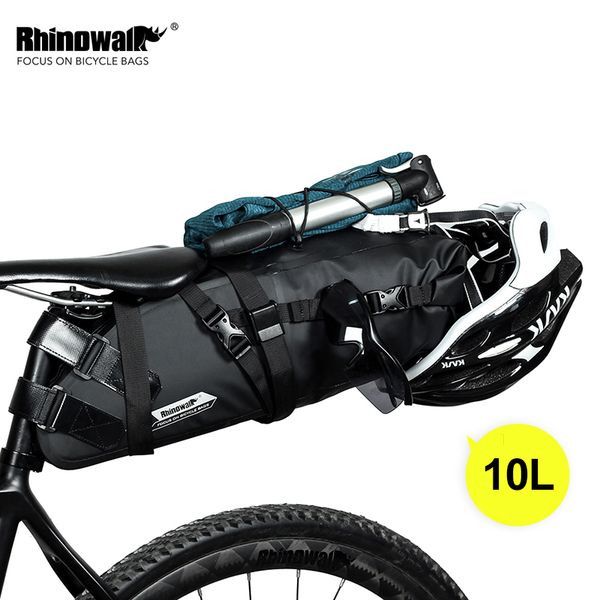

car & truck racks rhinowalk bike waterproof bicycle saddle bag reflective large capacity foldable tail rear cycling mtb trunk pannier black
