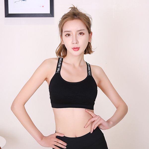 

english bring wrap chest rendering small camisole bras woman letter motion underwear shockproof nothing steel ring, White;black