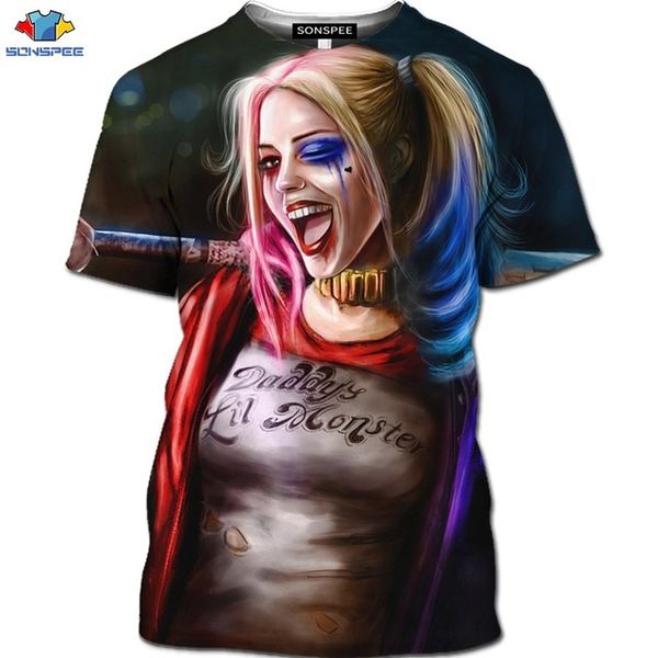 

cartoon harley quinn movie suicide squad female clown animal 3d print shirts hippie comics plus size men clothing