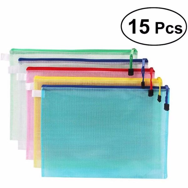 

#h40 15pcs a4 zipper mask bags waterproof document bags office household file folders organizers eco-friendly storage