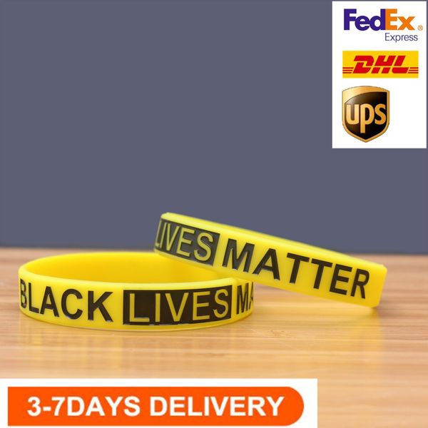 

US STOCK DHL Free Shipping Fashion Black Lives Matter Silicone Wrist Band Bracelet Cuff Wristband Rubber Bracelet Unisex Jewelry FY9129