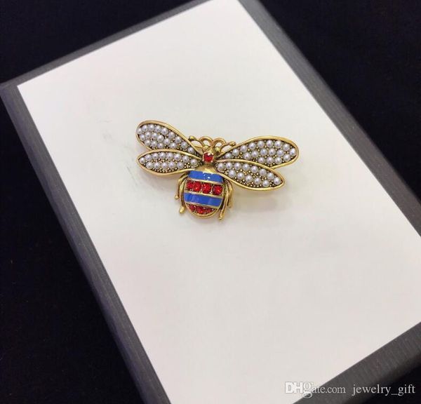 

new arrival vintage pearl bee stud earrings female net red same open ring temperament female diamond brooch, Gray