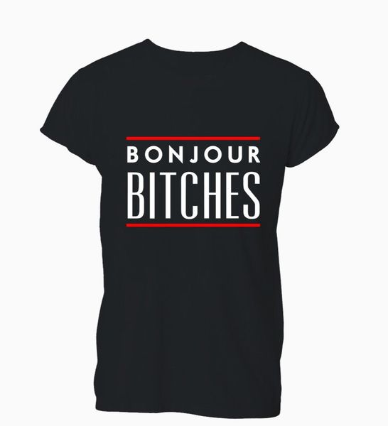 

sport new men t shirt fashion popular style man bonjour bitches slogan gift funny t-shirt mens