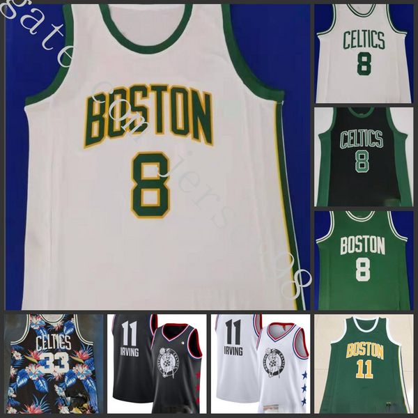 

boston celtics men 8 kemba walker 11 enes kanter 33 larry bird0 jayson tatum men jerseys, Black